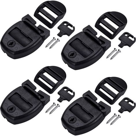 Lntyq 4 Set Hot Tub Cover Clips, kit de réparation de couverture de spa, kit de réparation de loquet de remplacement avec fente, 4 glissières, 4 clés avec 8 vis, loquets Clip Lock (1/5)