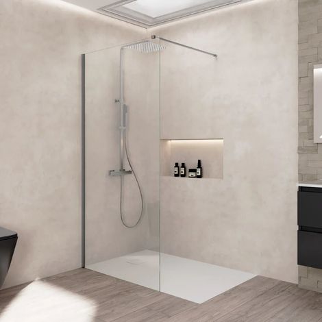 Douche à l italienne 60 cm verre 8 mm anti calcaire h200 profilé en bronze brossé Keros (1/4)