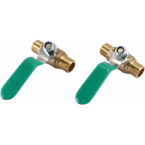 Lot de 2 robinets à boisseau sphérique en laiton de 6,35 mm d'épaisseur, vannes d'arrêt en métal durable avec poignée pour eau, huile, gaz, tuyauterie, usage industriel (1/5)