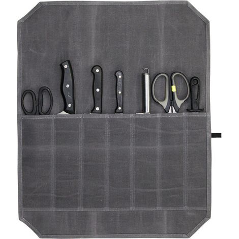 Lntyq Sac à Couteaux en Toile Cirée Sacoche Couteaux de Cuisine avec 7 Fentes Sac à roulettes Etui Couteau Portable Malette Couteaux pour Les Loisirs et Le Camping