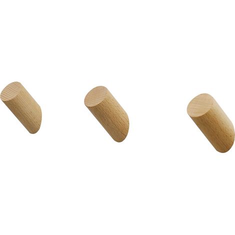 Set mit 6 Wandhaken aus Buchenholz, 3 x 6 cm, zylinderförmig, Wandgarderobenhaken, Dekoration (1/5)