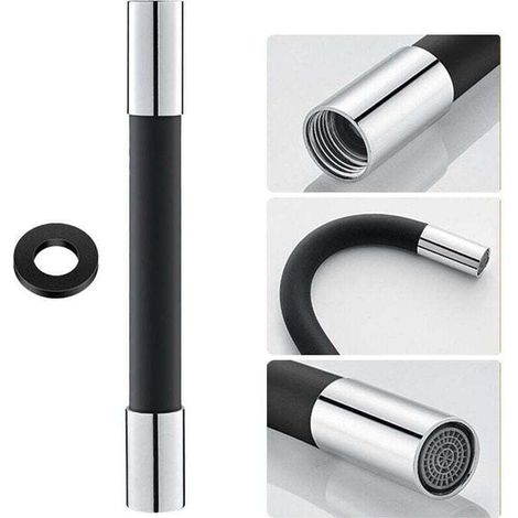 360° drehbarer Wasserhahn, 50 cm Verlängerungsrohr mit Dichtung, Schwarz, Spritzschutz, für Toilette, Balkon, Badezimmer
