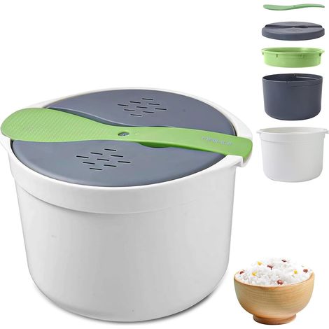 2l Cuiseur à Riz Pour Micro-Ondes, Microwave Rice Cooker Cuiseur à Riz Micro-Ondes Sans Bpa,Cuiseur à Riz Pour Micro-Onde ScéRéAles, LéGumineuses, Couscous (1/5)