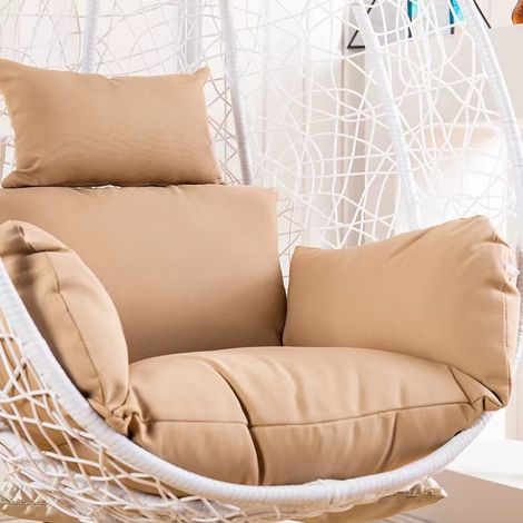 Coussin de rechange XXL pour fauteuil suspendu, assise et dossier, housse déhoussable et lavable, polyester, coloris kaki, version imperméable