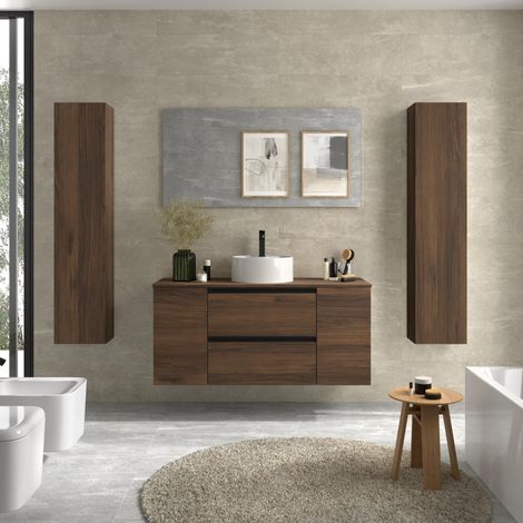 Mueble de Baño BEQUIA PLUS METAL 120cm Nogal Lavabo sobre encimera Porcelana 1P (1/5)