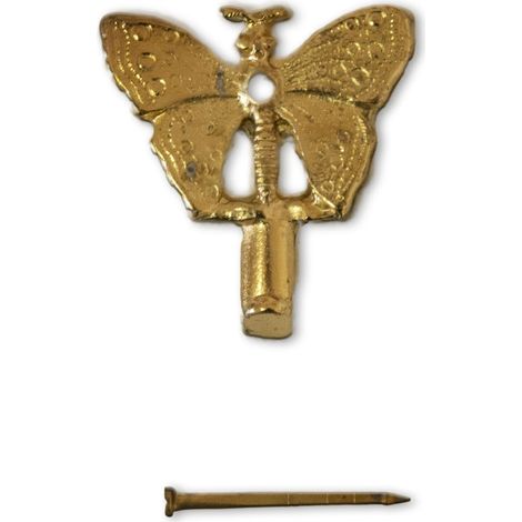 Lupia - Kit 3 Ganci FALENA ORO per Quadri, Specchiere e Cornici, Metallo Dorato, Finitura Artistica, Adatti a tutti gli ambienti, Include Chiodini per Fissaggio, Dimensioni 3,3x3,1 cm (1/3)