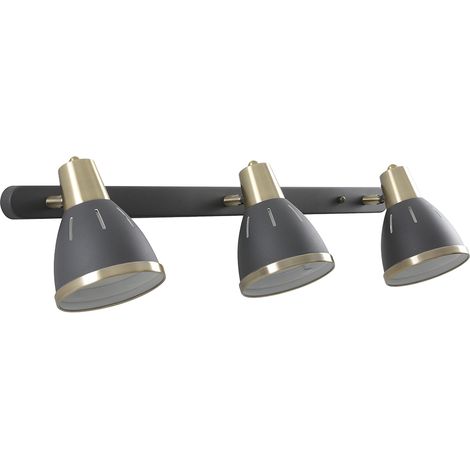 Aplique de pared de Metal 3 Focos Negro y Dorado