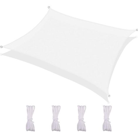 Voile d'ombrage rectangulaire, imperméable et résistant aux UV, pour terrasse, jardin, pelouse, 2,5 x 3 m, blanc (1/4)