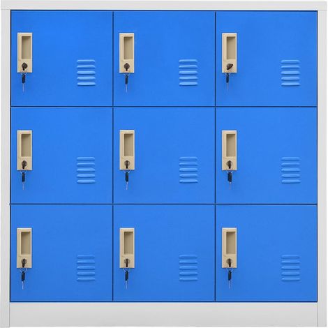Armadietto con Chiave Grigio Chiaro e Blu 90x45x92,5 cm Acciaio DAS937875 (1/5)