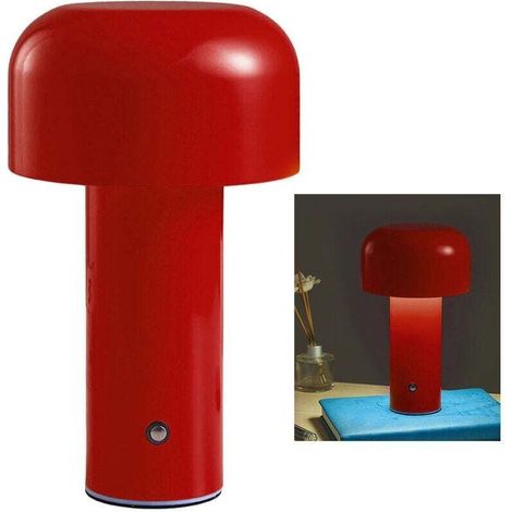 Rubberskin Lampe De Table Champignon, Lampes de Table Sans Fil, Lampe de Table Rechargeable USB, 3 Niveaux de Luminosité, Lampe De Bureau Tactile Dimmable pour Restaurant, Chambre, Bar Lampe de bureau (1/4)