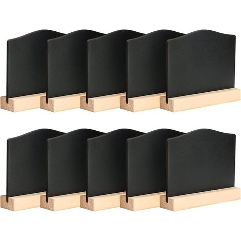 Mini Tableau Noir En Bois - 10 x 8,9 x 2,4 cm - Avec Support Amovible - Pour Étiquettes De Table, Noms, Prix Et Menus - Lot De 10