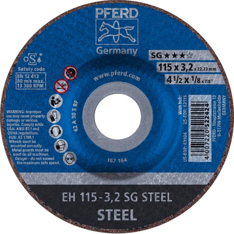 PFERD TOOLS Trennscheibe EH 115x3,2x22,23 mm gekröpft Leistungslinie SG STEEL für Stahl 25 Stk (1/5)