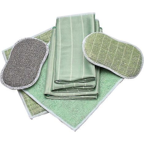 Lot de 6 chiffons en microfibre de bambou pour vitres, miroirs, carrelage et autres surfaces vitrées. Convient pour la maison et la salle de bain. (1/5)