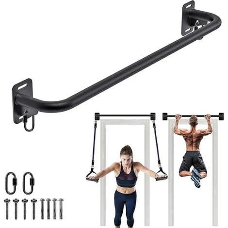 BeneLabel Barre de Traction, Pull Up Bar Barre Traction Murale, Appareil de Traction pour Adultes/Adolescents pour la Musculation du Haut du Corps à Domicile avec Mousqueton (1/5)
