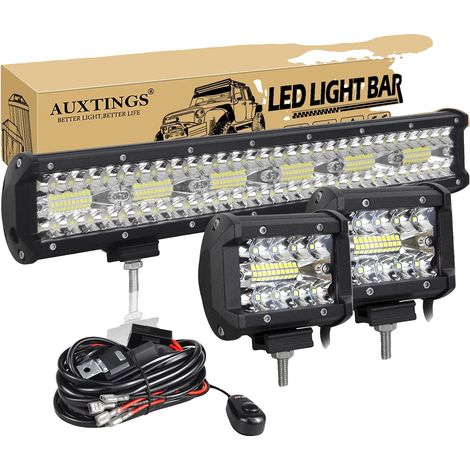 Barra de luz LED, haz combinado, diseño impermeable, cable de 17 pulgadas y 360 W. (1/2)