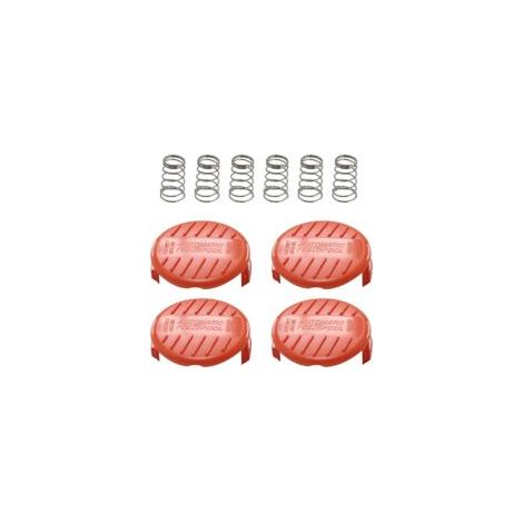 Couvercle de Bobine et Ressort pour Black & Decker AFS Tondeuse (RC100P) Pièces de Rechange Cache-Bobines Pièces de Tondeuse à Gazon Désherbeur (4 Cache-Bobines + 2 Ressorts) (1/5)