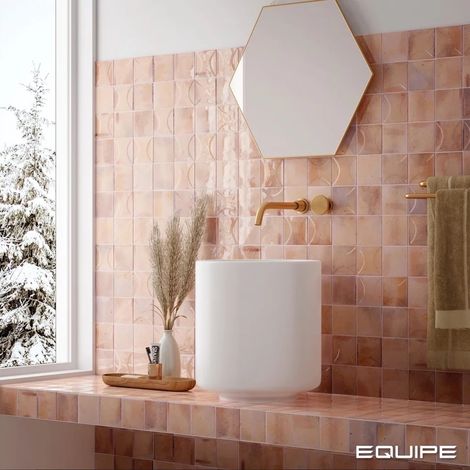 Faience Effet Zellige Rose HANOI Pink 10x10cm (1/3)