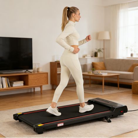 Tapis de marche électrique pliable 104x46 cm acier noir 1 à 6 km/h gain de place - CHICFURN (1/5)