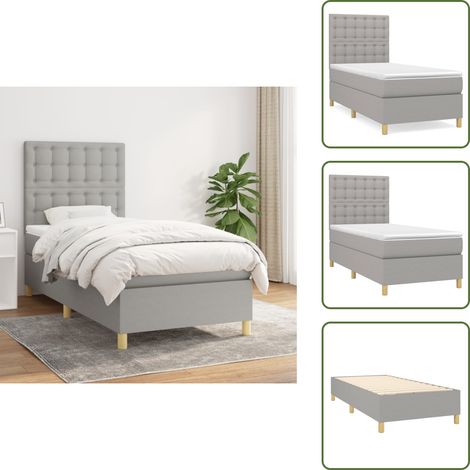 Boxspringbett mit Matratze Hellgrau 80x200 cm Stoff - Boxspringbett - Doppelbett - Betten Günstig Kaufen - Schlafräume Einrichten - Hellgraues Bett (1/5)