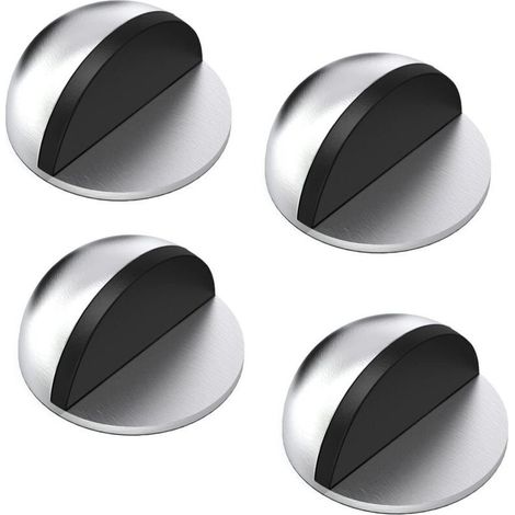 Arrêts de Portes, Lot de 4 Arrêts et Butées de Porte en Acier Inoxydable avec pare-chocs en caoutchouc, Stop-Porte Adhésif pour tous les sols durs (1/4)