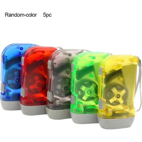 Lot de 5 lampes torches LED d'urgence à manivelle, sans piles et rechargeables. (1/4)