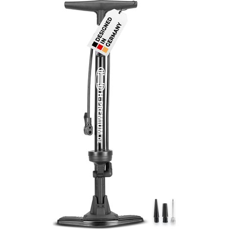 HEYNER® Standluftpumpe, Fahrradpumpe, Standpumpe 11 bar, Multi-Ventil Anschluss, für alle Ventile