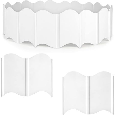 Borde de césped DIY 2,7 m, 15 cm de altura, kit de 20 vallas de jardín resistentes a la intemperie, instalación rápida, perfecto para patios, senderos y jardín, color blanco (1/5)