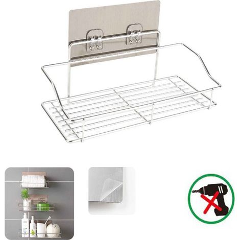 ÉTAGÈRE MURALE ADHÉSIVE ORGANISATEUR ÉTAGÈRE DE RANGEMENT SALLE DE BAIN CUISINE 03497 (1/2)
