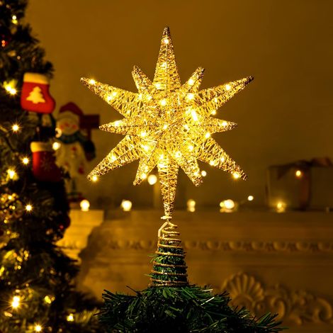 Guirlande lumineuse LED, forme sapin de Noël, métal, 35 cm, 6 heures, fonctionne sur piles, minuterie, effet 3D.-AquaForge (1/5)