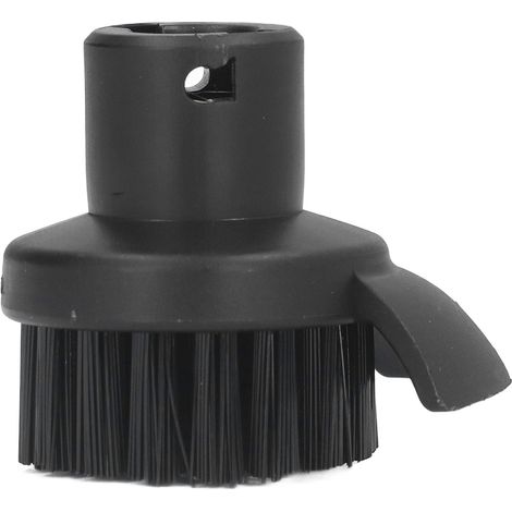 Brosse ronde pour nettoyeur vapeur, poils durs noirs, avec grattoir - Compatible Karcher SC1 SC2 SC3