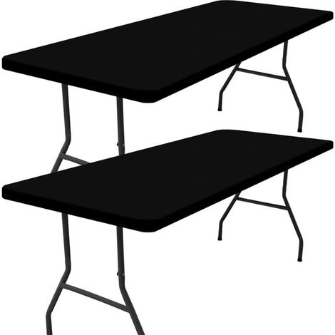 Set of 2 Rectangular Picnic Tablecloths, for 4-Foot Tables (Black, 30"x48")