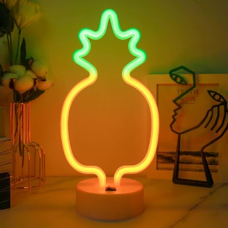 Lampe néon en forme de banane, veilleuse LED en forme de banane, USB/pile, néons avec base pour chambre, veilleuses pour chambres, fêtes, mariages, anniversaires