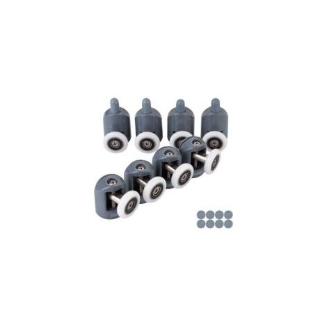 Set di 8 rulli per porta doccia, rulli per box doccia per bagno 23 mm (4 superiori e 4 inferiori) - Crezuo