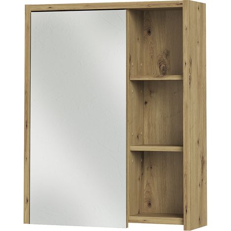 Specchio contenitore bagno Viola, Cachemire/Rovere artigianale, 60 x 75 cm, Vicco (1/5)