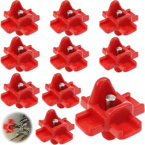 10 Pièces Buveurs d'Eau de Poulet en Plastique et Acier Inoxydable 304 Abreuvoir Automatique pour Tétine de Poulet en Rouge 32,5 x 32,5mm Distributeur Abreuvoir Équipement pour Poulet Oie Oiseau (1/5)