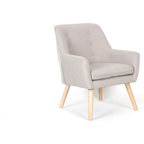 Fauteuil en tissu beige avec les pieds en bois naturel modèle Calme by HERDASA (1/5)