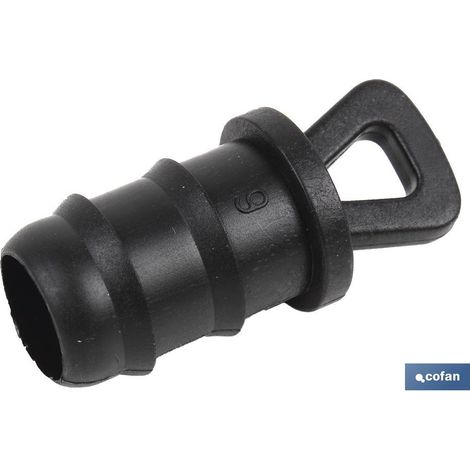 Tappo terminale per irrigazione da 16 mm, design a gradini e resistente per evitare perdite.