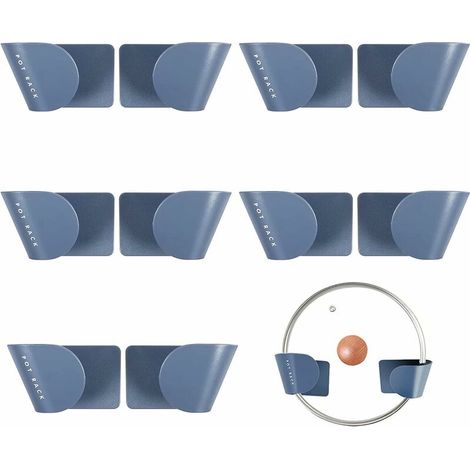 5 Paar Topfdeckelhalter Wandmontage Wandhalter Selbstklebende für Pfannendeckel Tellerhalter Schneidebrett Blau