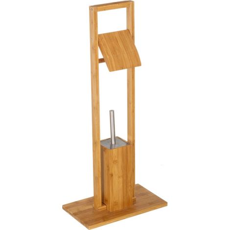 Dérouleur Papier Toilette + Brosse WC en Bambou (1/4)