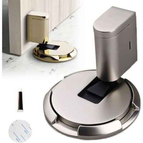 Cale Porte Bloc Porte, Butee de Porte Stop Porte, Magnétique en Métal Butée de Porte, Butee de Porte Magnetique Arrêt de Porte en Métal, loquet de porte magnétique pour maison,Brossé (1/5)