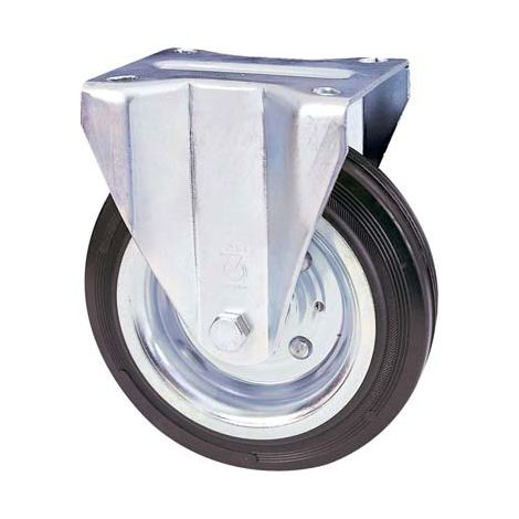 RUOTA A FORCELLA SU PIASTRA 80A AVO - A/ZINCR/GOMMA NERA D.MM 125X37 P.MM 115X85- 2 pezzi