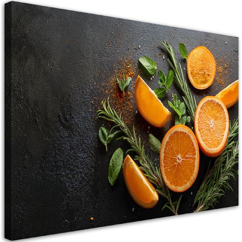 Tableau déco Oranges Fruits Assaisonnement Cuisine Assaisonnement 100x70 (1/5)
