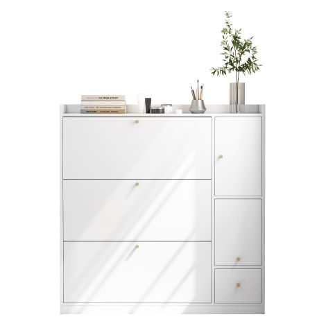Armoire à chaussures inclinable multifonctionnelle avec tiroir 3 plis rangement entrée organiseur (1/5)
