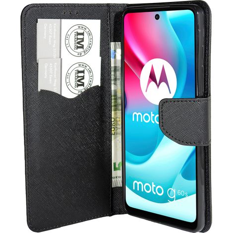 Buch Tasche "Fancy" kompatibel mit MOTOROLA MOTO G60S Handy Hülle Etui Brieftasche Schutzhülle mit Standfunktion, Kartenfach Schwarz (1/5)