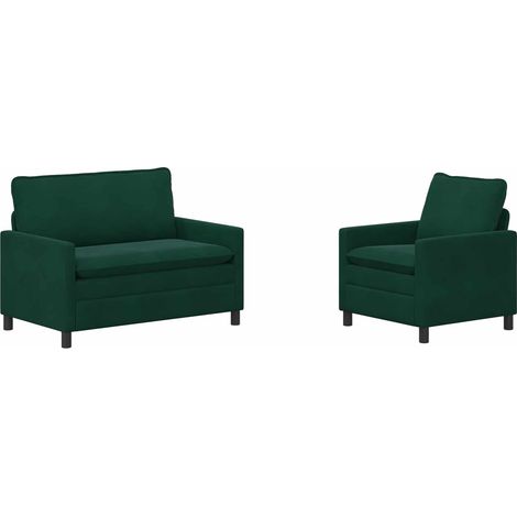 Set di divani 2 pcs Verde scuro Velluto vidaXL (1/5)