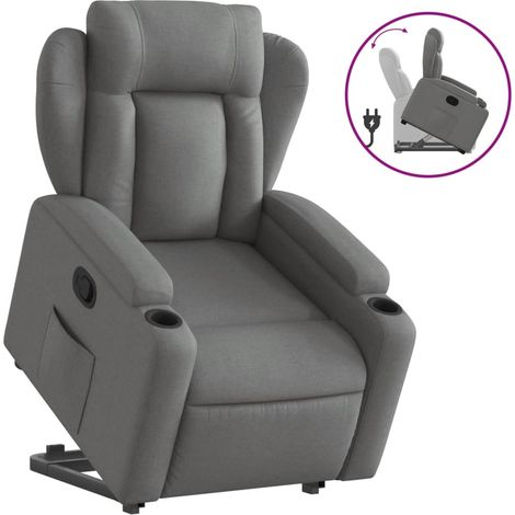 Vidaxl – Fauteuil relax inclinable électrique gris foncé – Tissu 100% polyester – Inclinaison 135° – Dimensions 77x94,5x100 cm – 2 porte-gobelets (1/6)