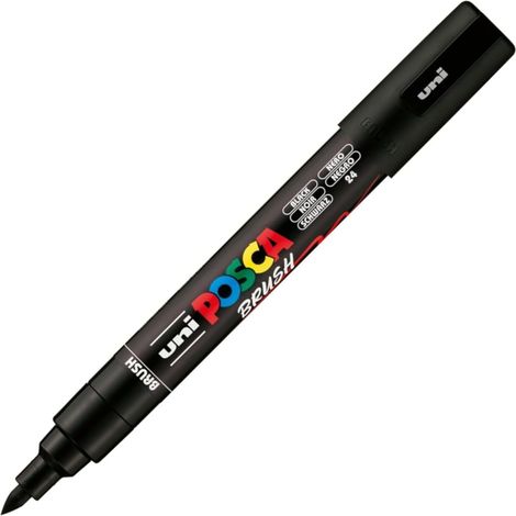 Marqueur Peinture - 1 Unité - Noir - Pointe Brush 1-4 mm - Acrylique Eau - Multi-Supports (1/5)