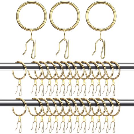 Anneaux Pour Rideaux - 60 Pièces 32 mm - Crochets À Épingle Métalliques 25 x 15 mm - Pour Rideaux Fenêtre Porte Douche - Lot de 120 Pièces (1/5)
