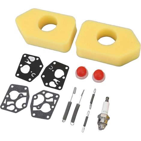 Kit de réparation pour tondeuse (2 pièces) : filtre à air, membrane, poire d'amorçage, ressort et bougie d'allumage pour moteur Classic Sprint 3,5-4,5 CV Q45 35 375 40 (1/5)
