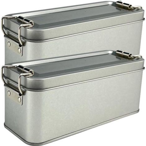 Eiserne Box, 1 rechteckige Metallaufbewahrungsbox mit Deckel, rechteckige Behälter mit Schnallenverschluss, Keksdose, Teekannen aus Zinn zur Aufb (1/2)